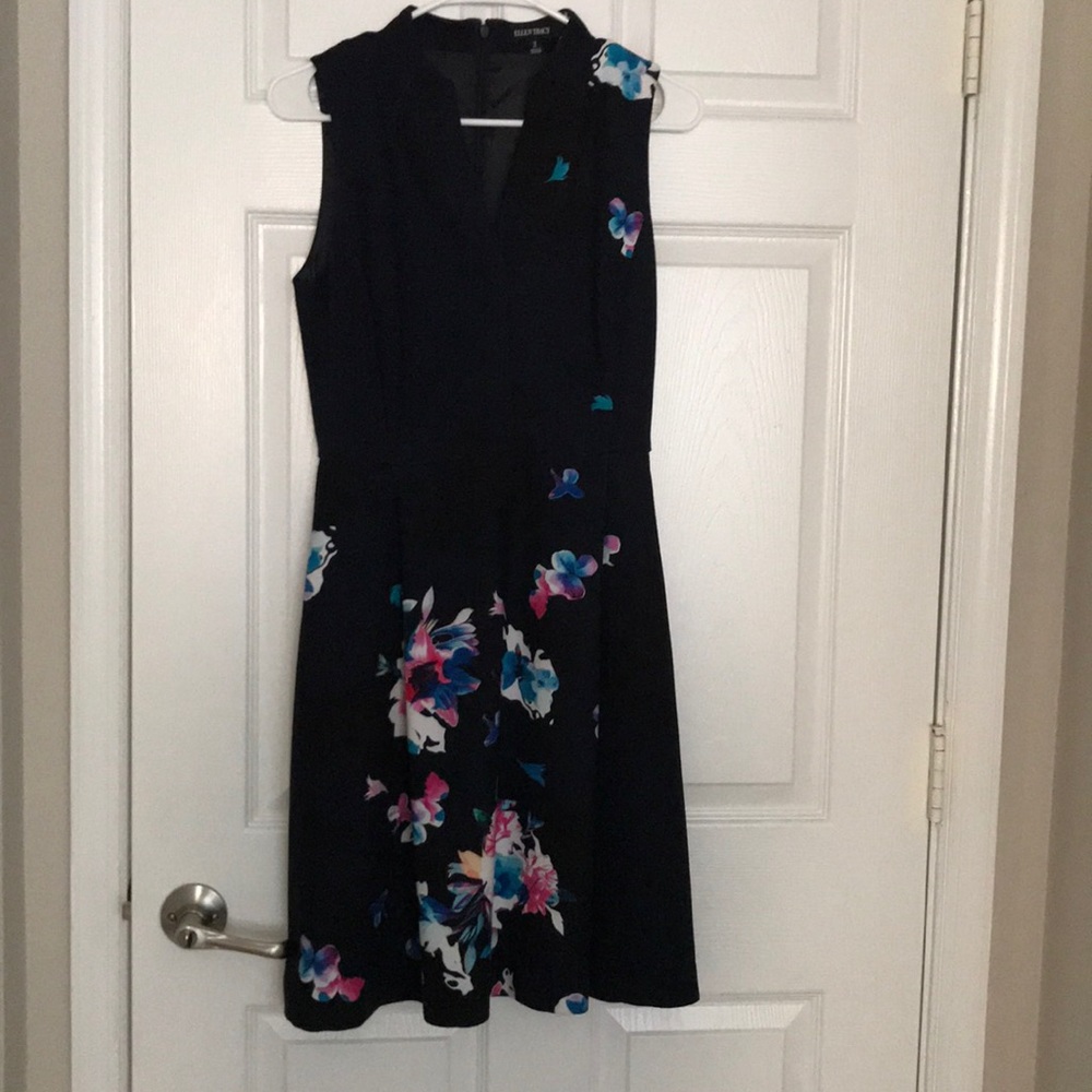 Ellen Tracy navy blue floral dress